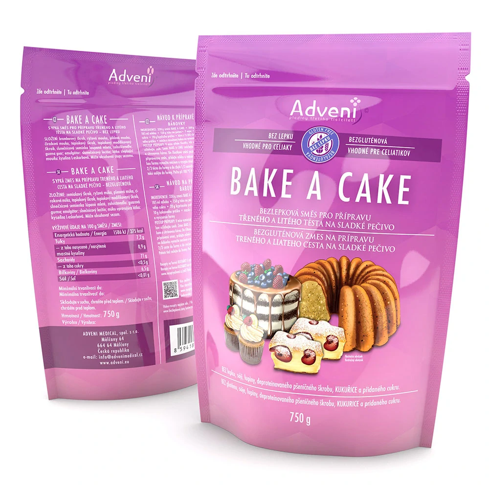Bezlepková směs pro přípravu třeného a litého těsta na sladké pečivo BAKE A CAKE 5 kg