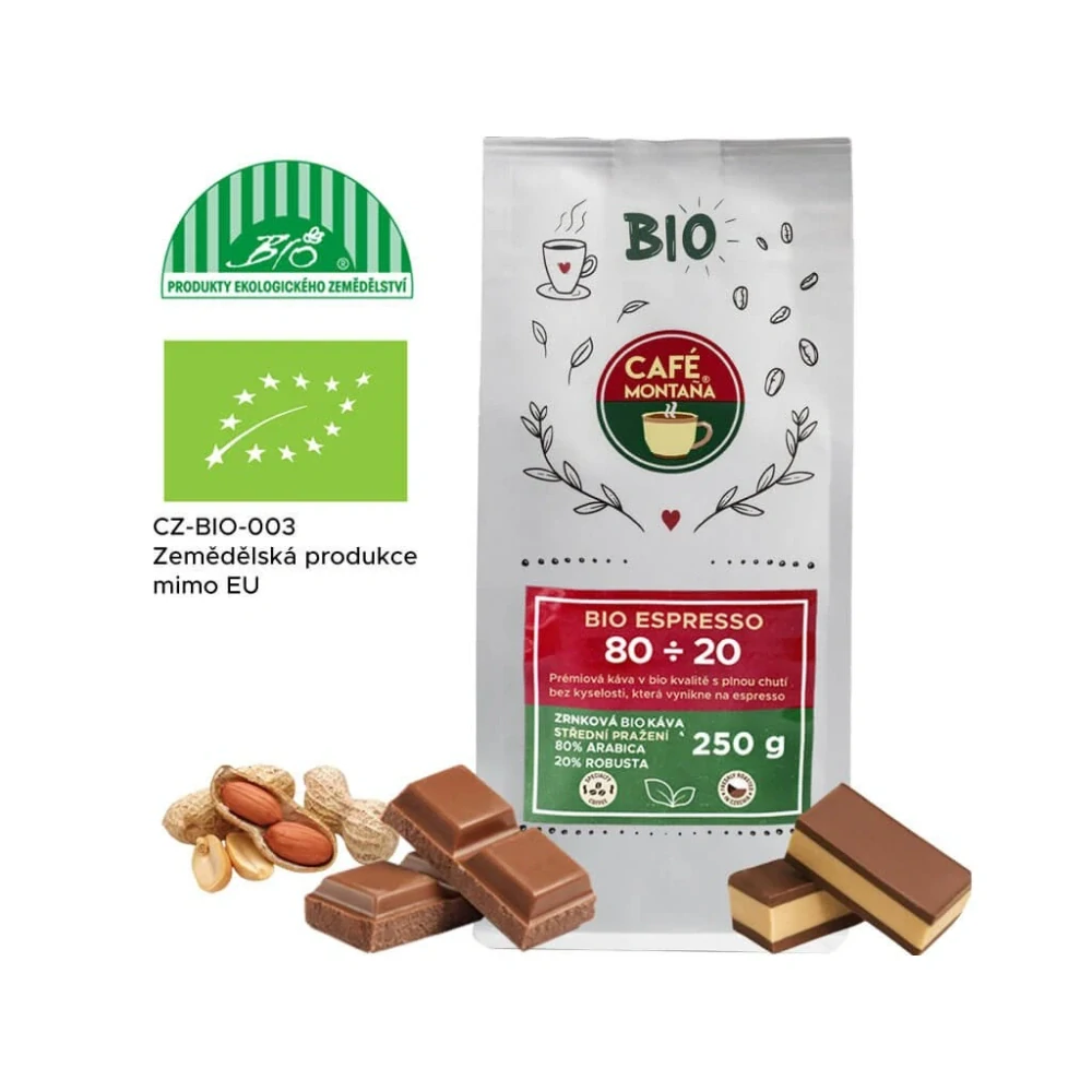 Bio Espresso 80÷20 zrnková bio káva 250g