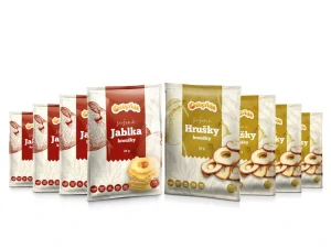 4x balení jablečných a 4x balení hruškových kroužků - Ovocňák