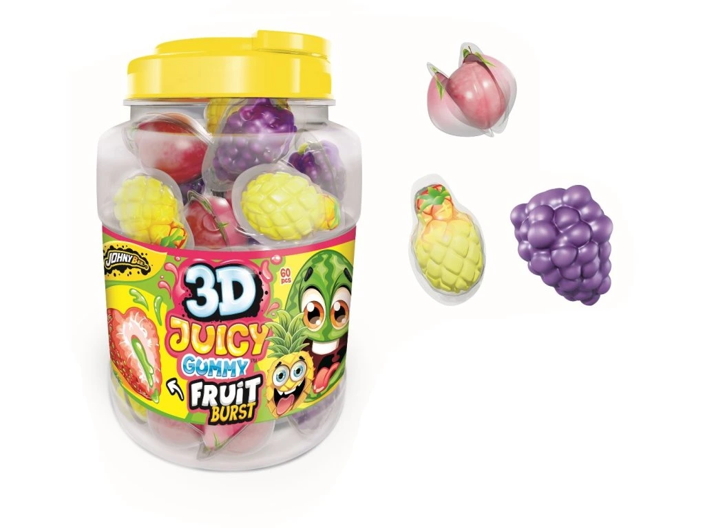 3D Juicy Gummy Fruit Želetinové bonbóny ve tvaru ovoce 18g 60ks