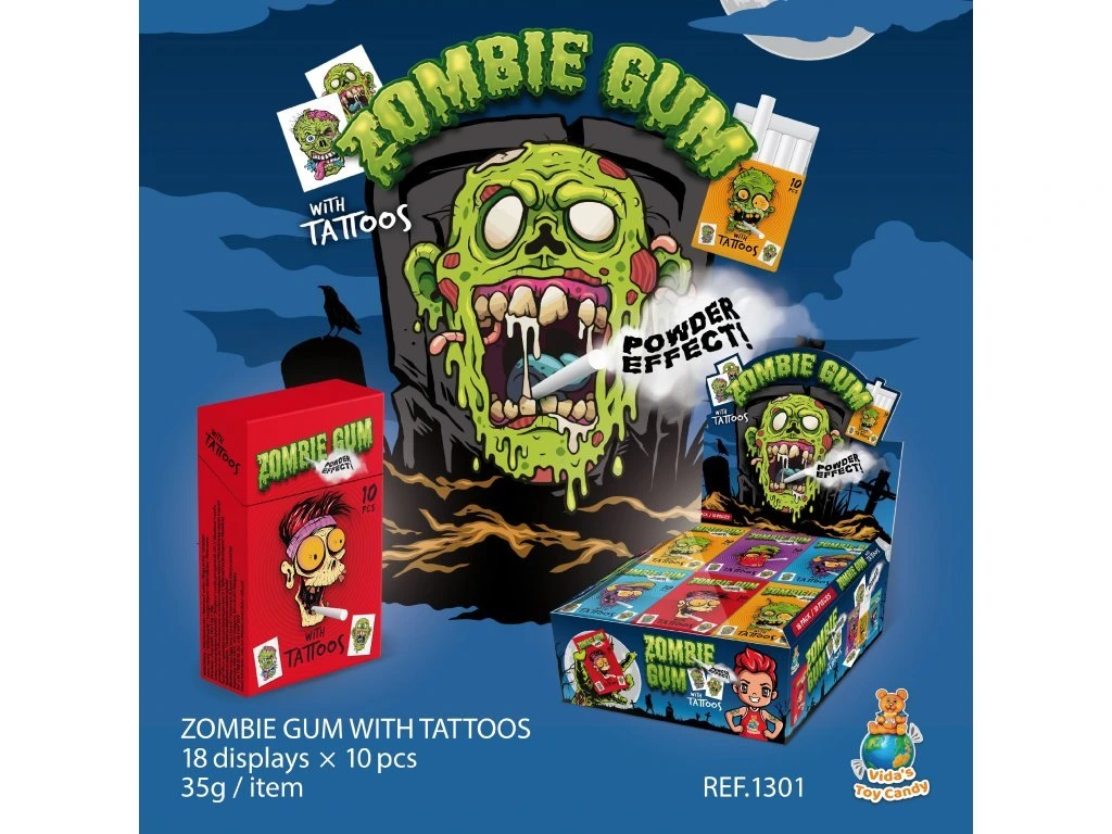 Zombie žvýkačka krabička s tetováním 3,5g x 10ks 18ks