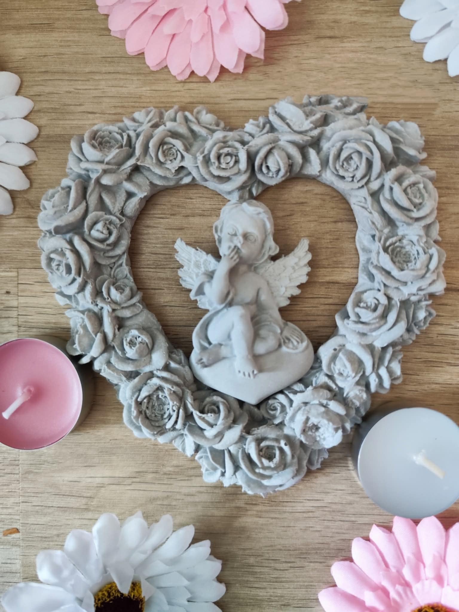 Srdíčko s andělíčkem na hrob 🩶 