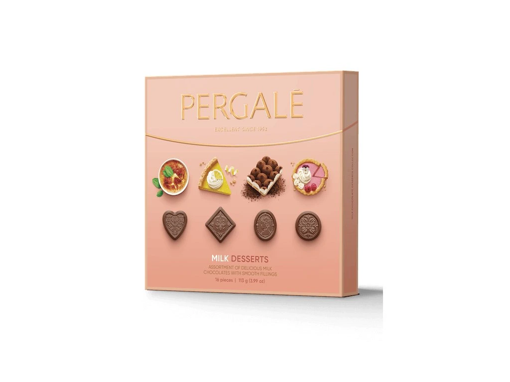 Pergale Bonboniéra se směsí pralinek z mléčné čokolády s náplní dezertů 113g