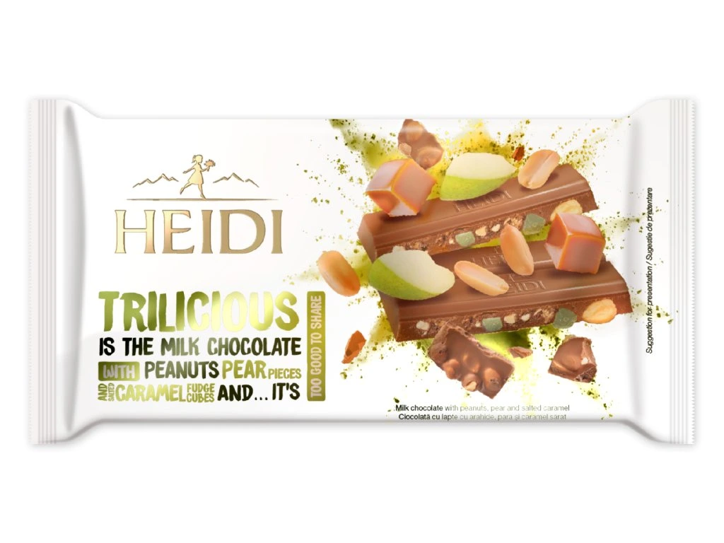Heidi Mléčná čokoláda s hruškou, oříšky a slanným karamelem 180g