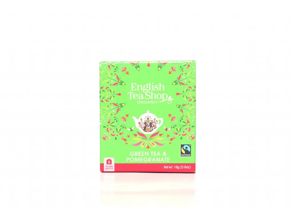 Zelený čaj s granátovým jablkem 8 sáčků English Tea Shop