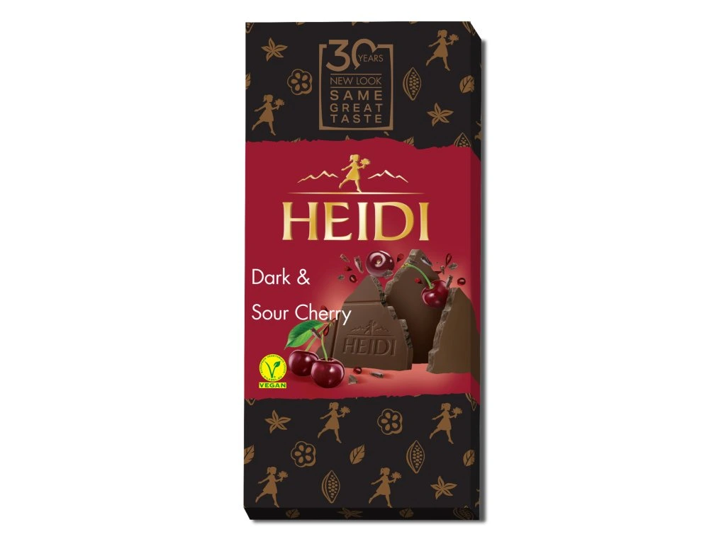 Heidi Sour Cherry Hořká čokoláda s višní 80g