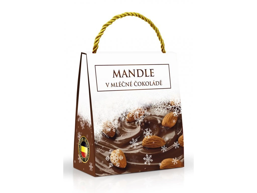 Mandle v mléčné čokoládě bílohnědá taštička 200g