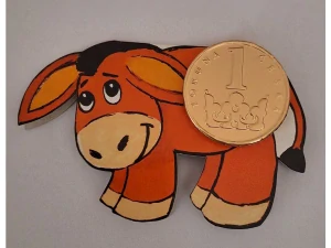 Fikar Oslík Čokoládová mince na kartě 4g